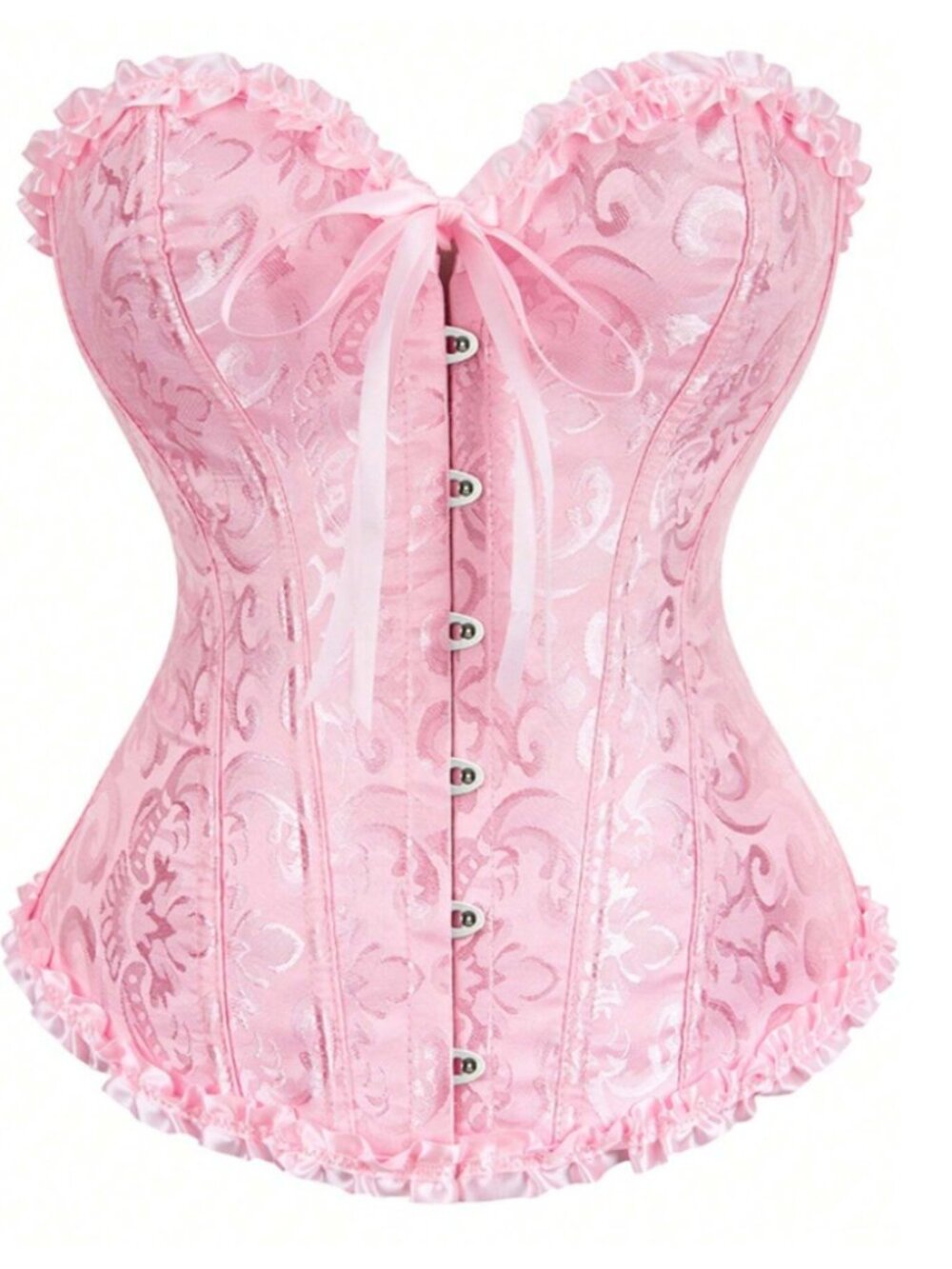 NWT Women Vintage Patterned Lace-Up Top Waist Slimming Underbust Pink Corset XL